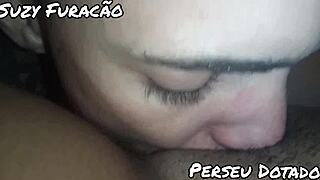 Brunette Brazilian sucks and fucks Perseu Dotado until he cums hard