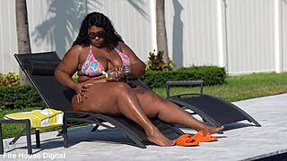 Oh wow, this new pool boy scores big on day one riding that fat ebony BBW's ass with his monster black cock! 😏🍑