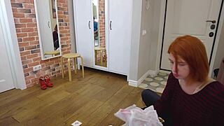 I let my step daddy fuck my tight redhead pussy in heels during quickie riding.