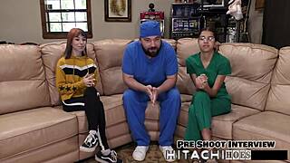 I experience this freshman getting a mandatory Hitachi orgasm in POV with Ditria Rose backstage.