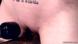 Oh wow, this blonde in doggy bondage is getting caned hard by her master!