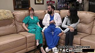 I experience this freshman getting a mandatory Hitachi orgasm in POV with Ditria Rose backstage.