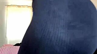 Hey, can you see this milf's big ass in sheer leggings up close? Tattoo details shine through in mature solo style.