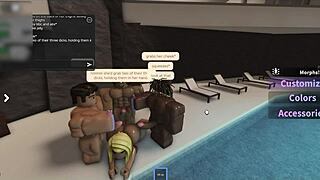 Latina Tans by Pool and Ends Up Sucking Three Big Cocks!