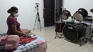 Sexy Venezuelan Housewife Packs Backpack for Vacation