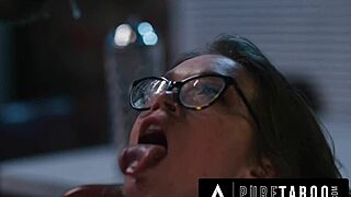 hey, desperate nerd katie kush with glasses offers her tight pussy and ass licking to loan officer for rough doggystyle drilling at office