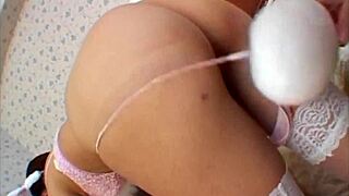 Young Asian Milf Spreads Legs in Fishnets on Bed for Stepbrother's Big Cock Blowjob and Facial Cumshot