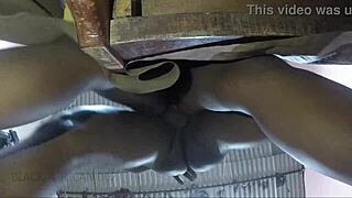 African ebony couple in dorm does rough homemade fucking with big ass fingering and hairy pussy teasing.