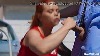 Muscle Car Chaos! Athletic Redhead with Bubble Butt Gives Deepthroat Blowjob, Handjob, and Facial Cumshot in POV Reality Scene!