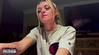 Petite Mature Blonde Sassy Feels Intense Desire Rubbing Nipples and Fingering Shaved Pussy Deeply