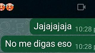 Guy warms up his cute Latina girlfriend via WhatsApp messages. She responds by riding him with intense sentones in the bedroom.