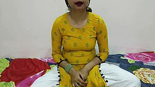 Indian step-sister seduces her step-brother, arranging a gift for his first experience in Hindi.