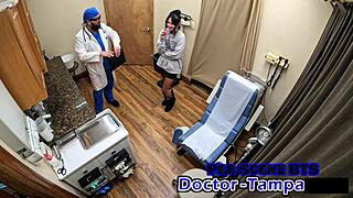 i uh... love watchin zombae get her first gyno exam from dr tampa in florida with gloves and spreadin. she's petite with short hair tattoos and natural tits in shorts and sneakers.