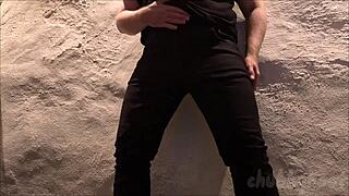 Chubbykaot is edging again at the office with close-up belly views and chubby curves on display. He flashes that hairless solo masturbation in public.