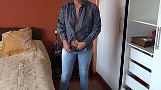 stepsons friends masturbate while watching me reach in to touch myself in jeans and panties at home