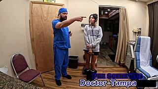 i uh... love watchin zombae get her first gyno exam from dr tampa in florida with gloves and spreadin. she's petite with short hair tattoos and natural tits in shorts and sneakers.