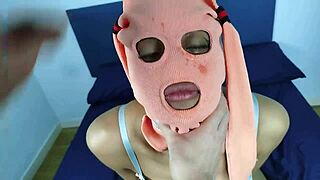 latin bdsm slut in slave mask plays with ass plug and master slaps spits for anal till cum 😈🔥