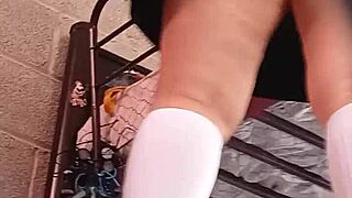 Hidden Cam Catches Mexican Student Upskirt Under Skirt Without Her Noticing As Stepfather Records Voyeur Style