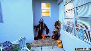 Black hottie, ready for Halloween glory hole interracial pussy action?