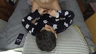 handjob and cum mouthful before bed