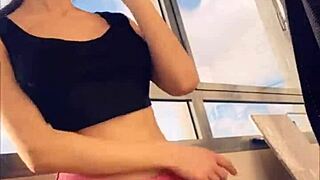 hot pornstar sasha rose dances a sexy striptease in her bra and dress outdoors teasing her petite athletic body with long hair 😍