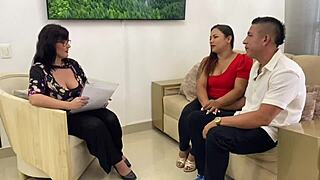 What if this amateur couple tries psychological therapy with big ass blowjob and group cum in mouth action?