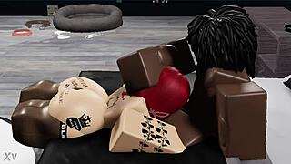 Thick redhead bitch takes big black cock railing in Roblox