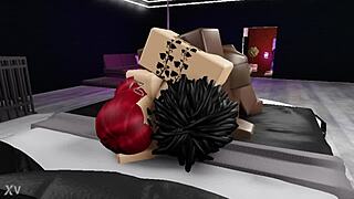 Thick redhead bitch takes big black cock railing in Roblox