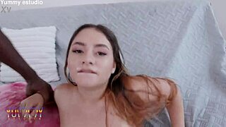 Shy cute Sussy Sweet takes two big cocks for intense DAP