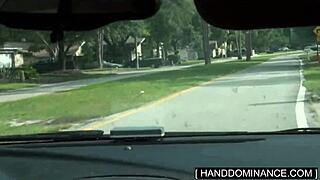 Blonde gives handjob to her stepdad's monster cock