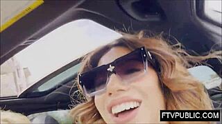 Amateur blonde flashes nude body and masturbates outdoors in public.