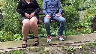 Chubby BBW Stepmom Flashes Big Ass and Pussy as Dirty Gift for Stepson