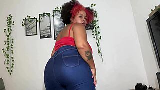 bbw beauty farts in blue jeans showing big ass curves