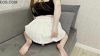 i was home alone and uh decided to play with my sex toy in lingerie. it felt so good but i messed up the settings a bit