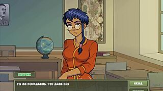 Blonde teacher with big tits gives handjob and titty fuck in classroom. Nerd student gets pussy licking from girlfriend in complete Witch Hunter gameplay part 5.