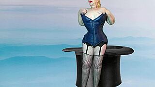 dark magician granny gives deepthroat blowjob in cosplay costume with close up licking