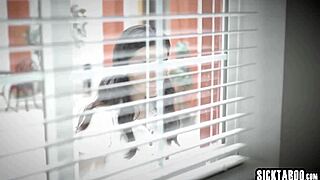 Played petite teen's small tits with big cock?