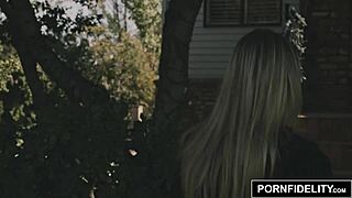 Watch how PornFidelity's hot blonde Riley Reyes gets her ass fucked so hard it ends in creampie!