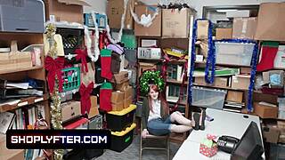 Suspected redhead krystal orchid faces strip search. She gets punished with doggystyle sex in the office