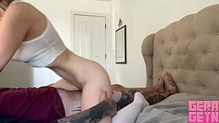 Why not give me your huge dick as the best birthday present? This petite brunette babe rides it cowgirl style in rough homemade sex