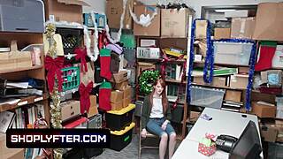 Suspected redhead krystal orchid faces strip search. She gets punished with doggystyle sex in the office