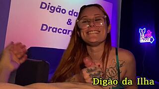 Nerdy tattooed girl sucks teases squirts hard