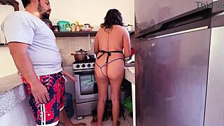 mmm sexy mexicana in thong gets her fat ass licked and fucked hard pov by couple