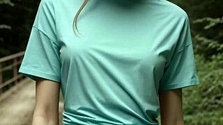 i stand bare in panties on forest bridge teasing