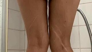 petite arab teen masturbates wet pussy in steamy shower solo