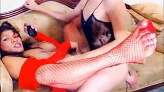 chunky brunette tranny pounds hot crossdresser hard