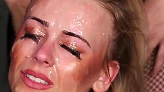 flirty bimbo bombshell gulps down every sperm facial load 💦😜