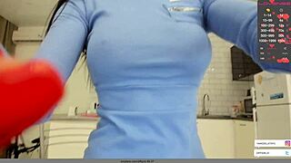 cute brunette strips in leggings till she soaks pantyhose