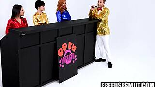 Hot 18+ Teen Gets Freeused By Group During Live TV Show Fuck Fest