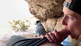 Couple Caught in Outdoor Cave: Public Blowjob Turns Hardcore Cumshot